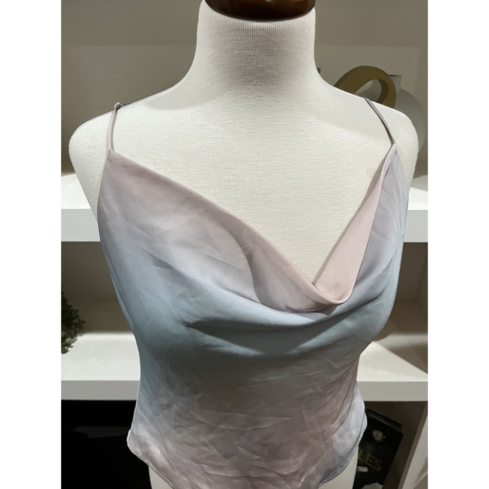 Babaton Ombre Cowl Neck Camisole Satin Lavender Blue Spaghetti Strap‎ Top Small - Picture 2 of 3